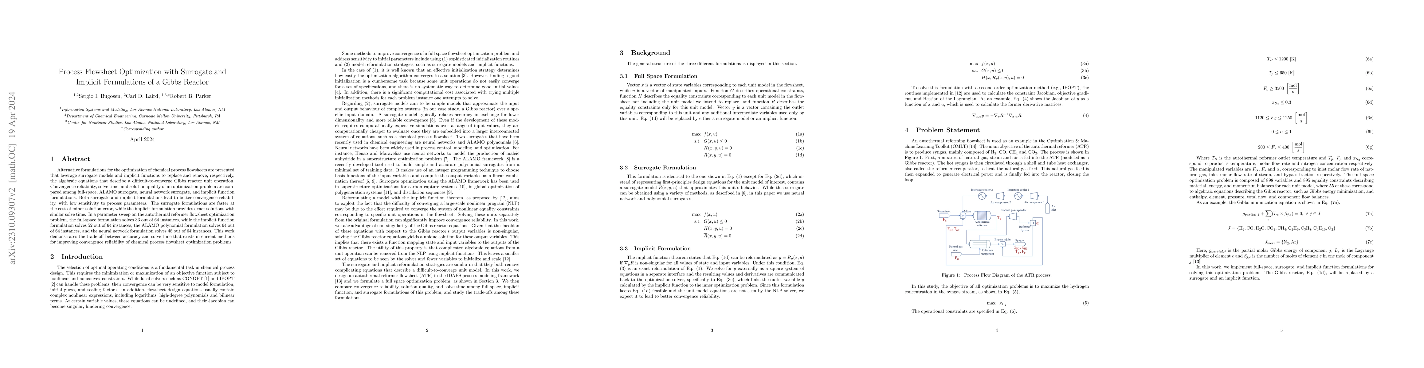 Thumbnail for Process flowsheet optimization with surrogate and implicit formulations
  of a Gibbs reactor