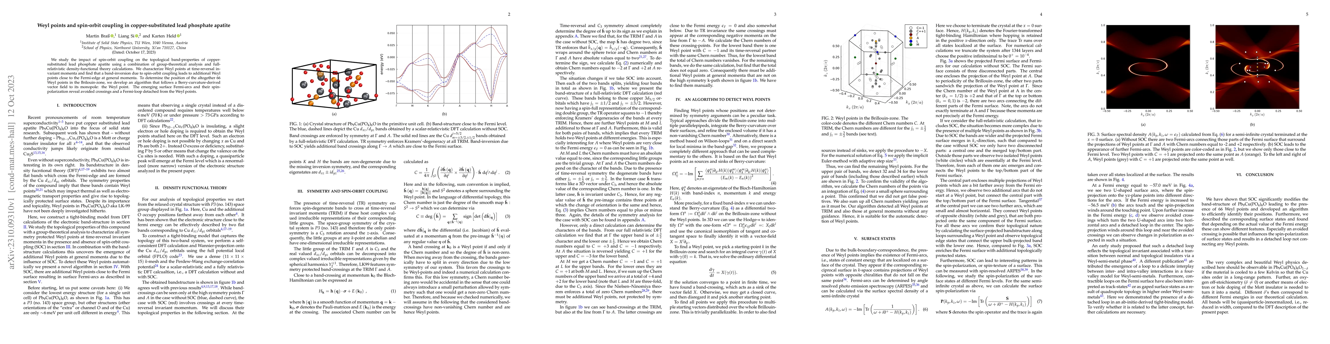Thumbnail for Weyl points and spin-orbit coupling in copper-substituted lead phosphate
  apatite