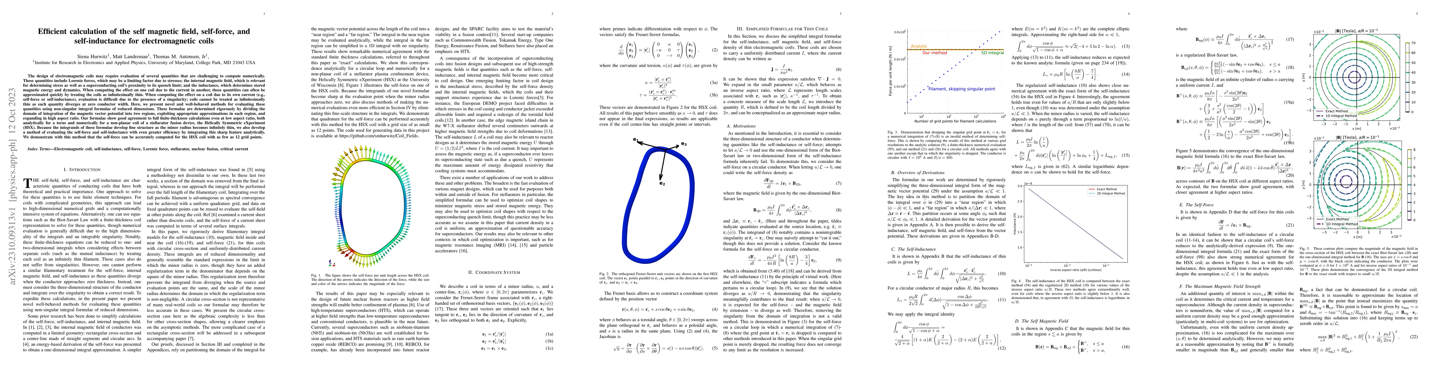 Thumbnail for Efficient calculation of the self magnetic field, self-force, and
  self-inductance for electromagnetic coils