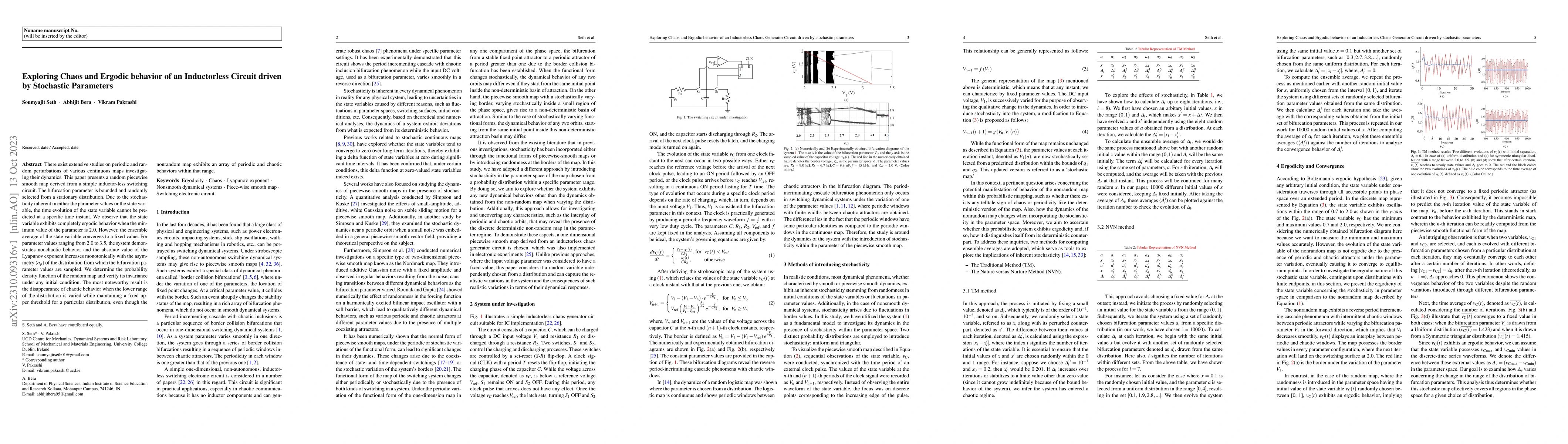 Thumbnail for Exploring Chaos and Ergodic behavior of an Inductorless Circuit driven
  by Stochastic Parameters