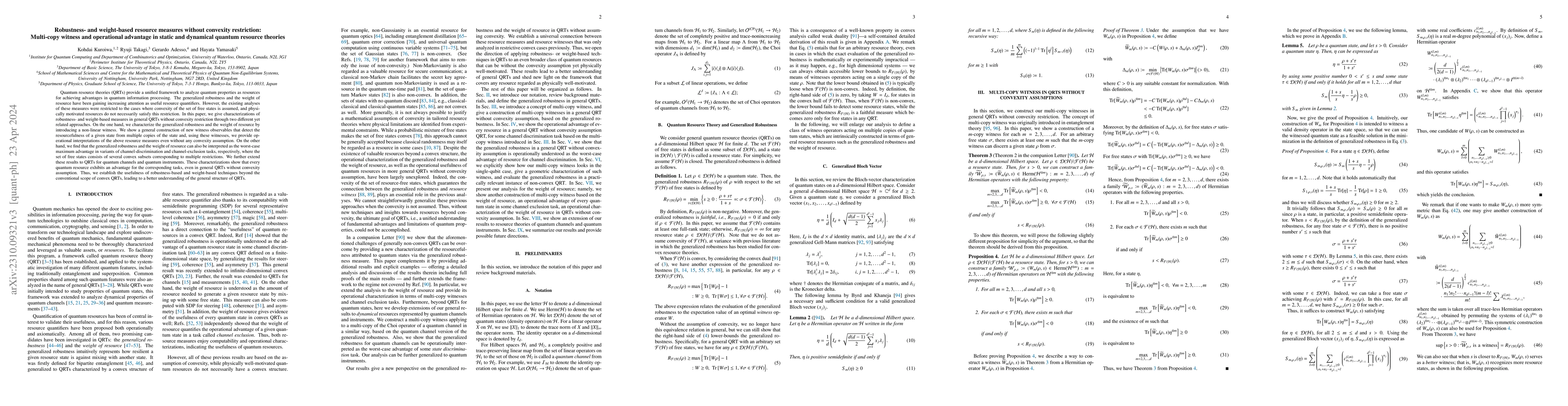 Thumbnail for Robustness- and weight-based resource measures without convexity
  restriction: Multicopy witness and operational advantage in static and
  dynamical quantum resource theories