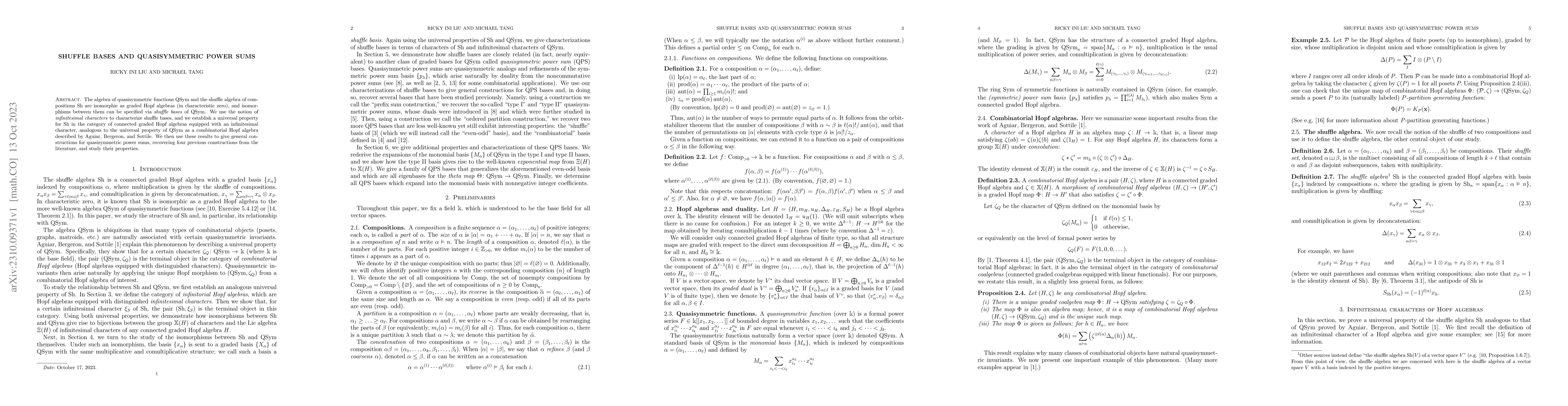 Thumbnail for Shuffle Bases and Quasisymmetric Power Sums