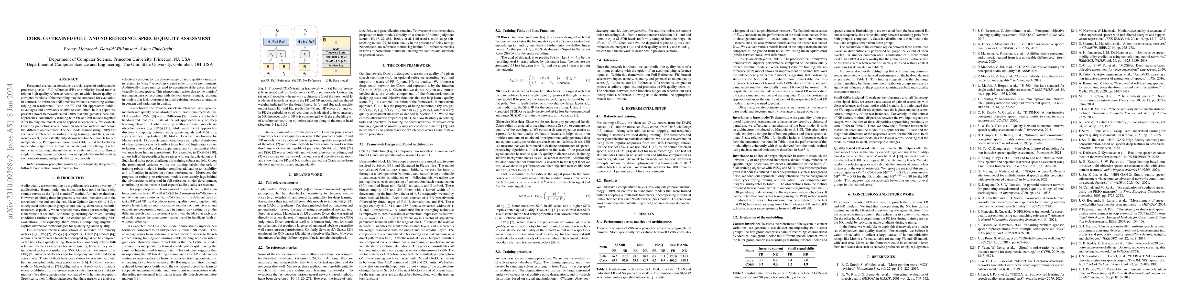 Thumbnail for CORN: Co-Trained Full- And No-Reference Speech Quality Assessment