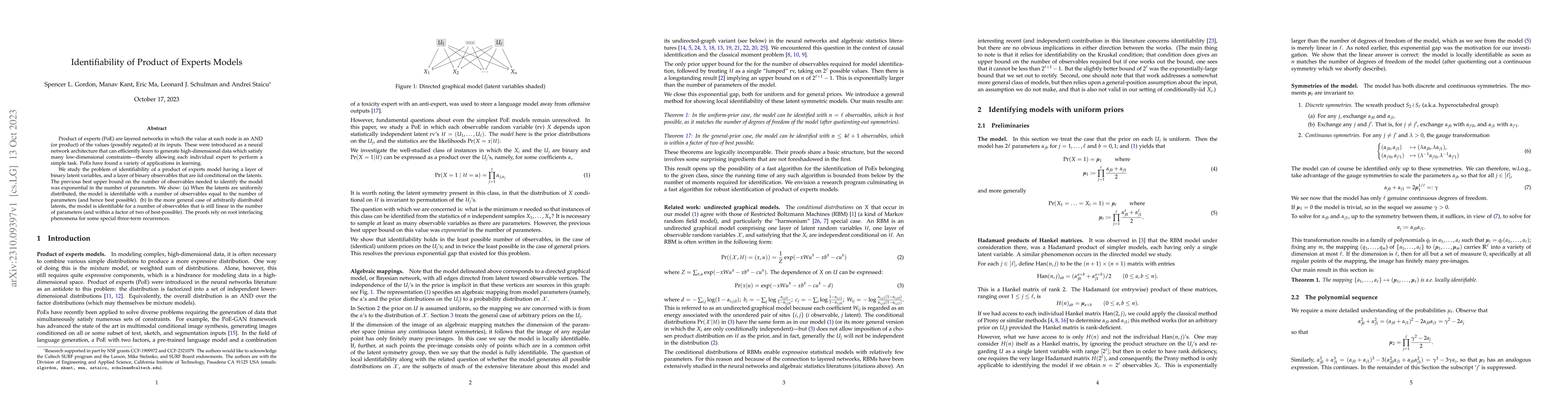 Thumbnail for Identifiability of Product of Experts Models
