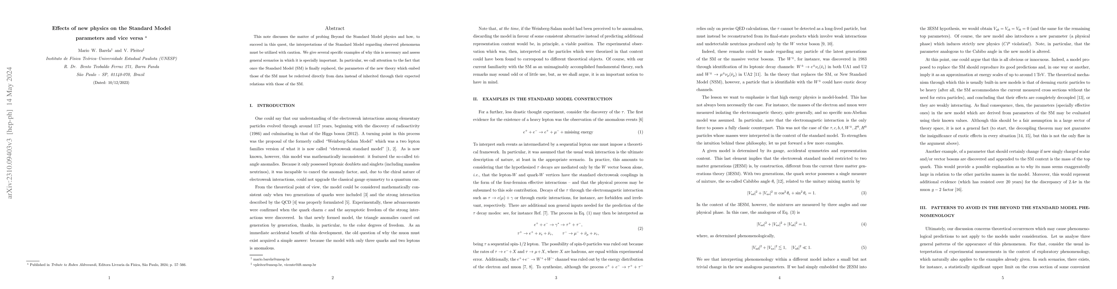 Thumbnail for Effects of new physics on the Standard Model parameters and vice versa
