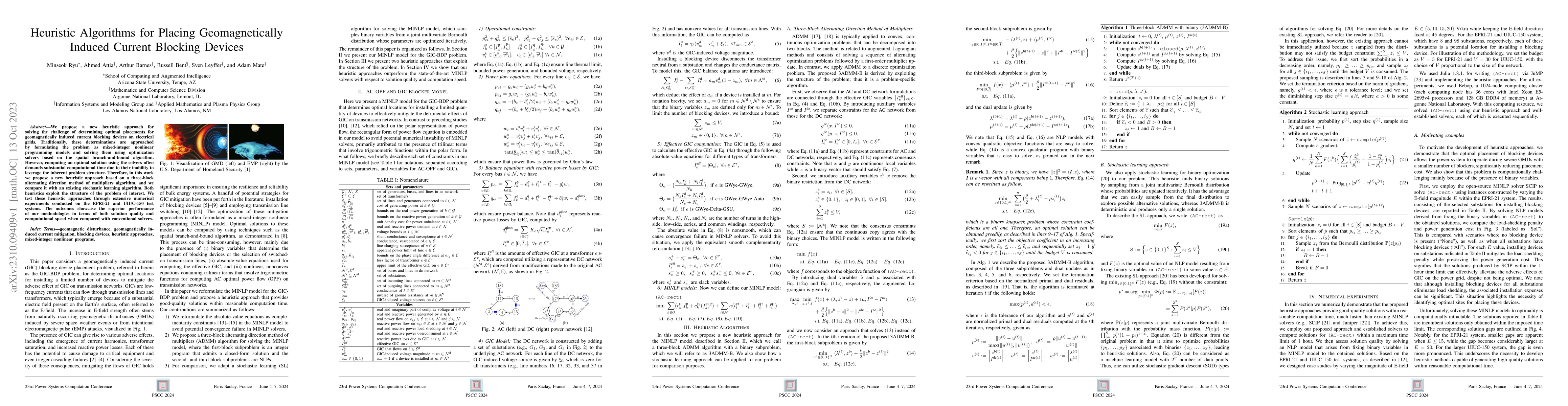 Thumbnail for Heuristic Algorithms for Placing Geomagnetically Induced Current
  Blocking Devices