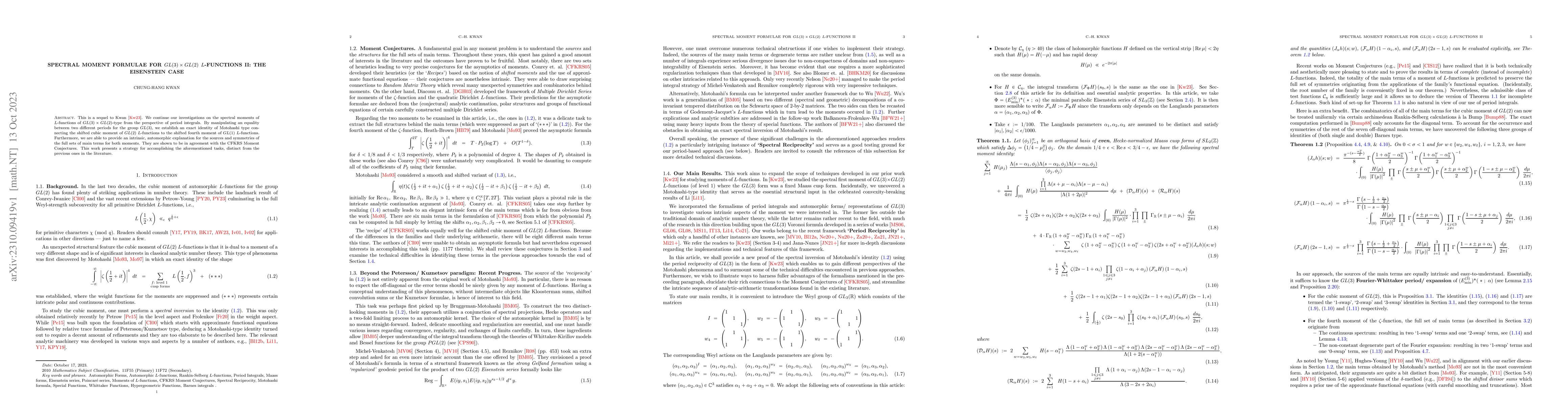 Thumbnail for Spectral Moment Formulae for $GL(3)\times GL(2)$ $L$-functions II: The
  Eisenstein Case