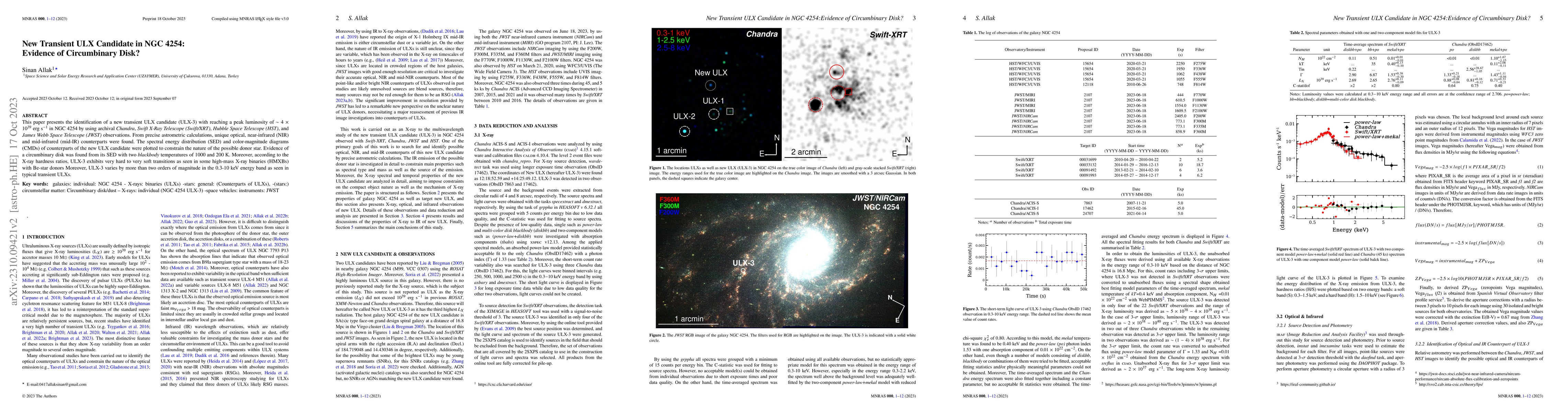 Thumbnail for New Transient ULX Candidate in NGC 4254: Evidence of Circumbinary Disk?