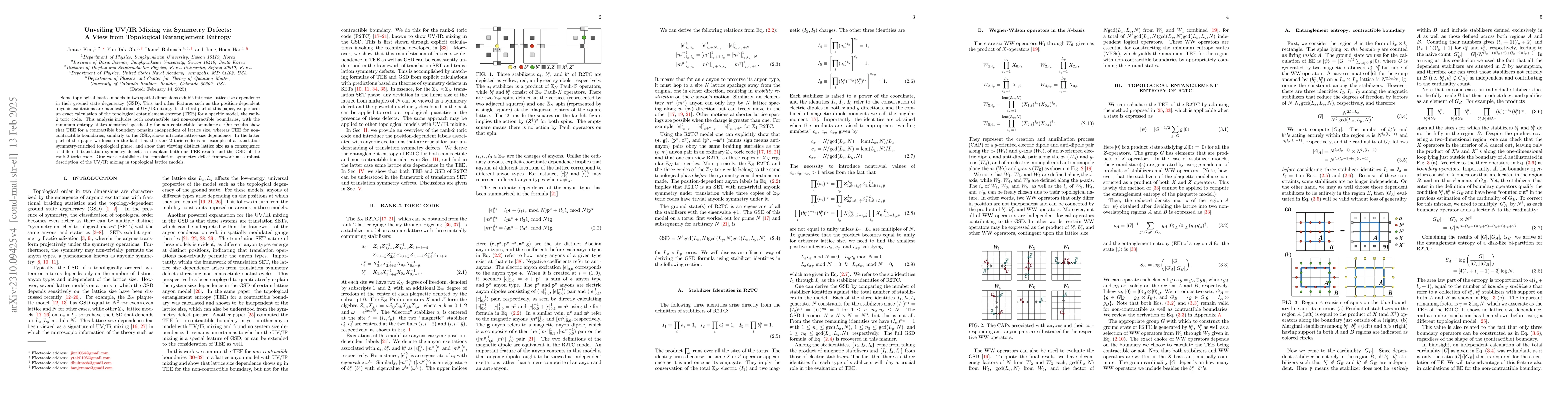 Thumbnail for Unveiling UV/IR Mixing via Symmetry Defects: A View from Topological
  Entanglement Entropy