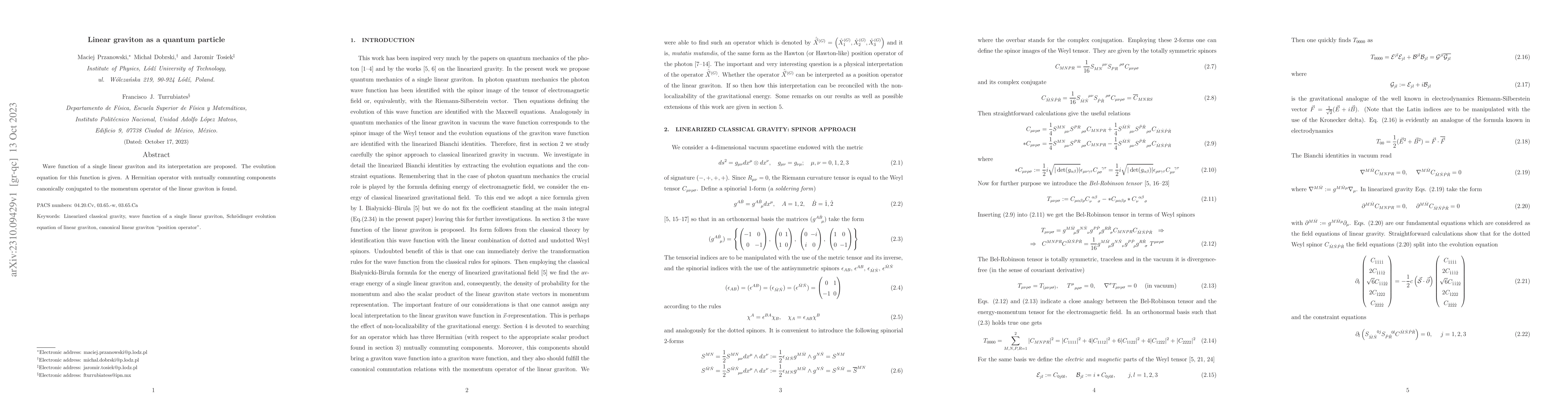 Thumbnail for Linear graviton as a quantum particle