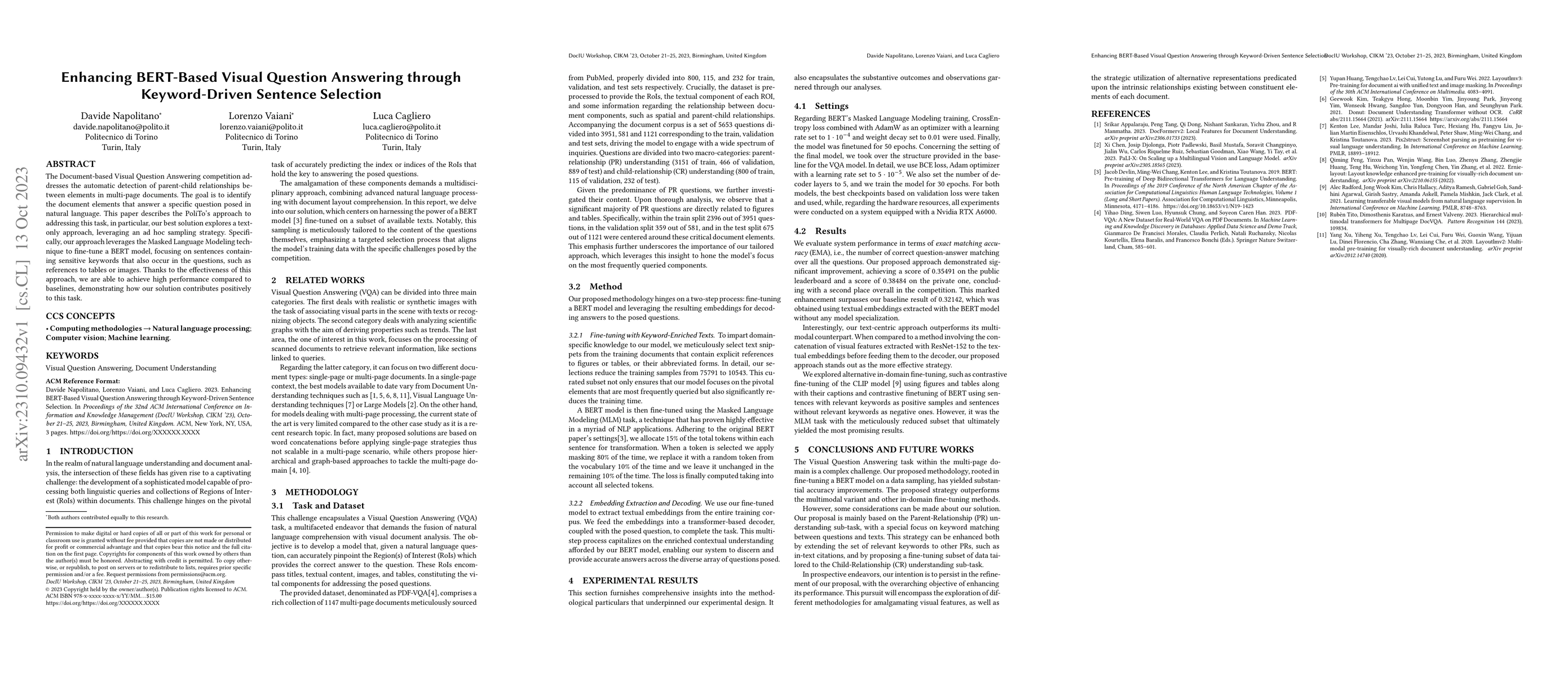 Thumbnail for Enhancing BERT-Based Visual Question Answering through Keyword-Driven
  Sentence Selection