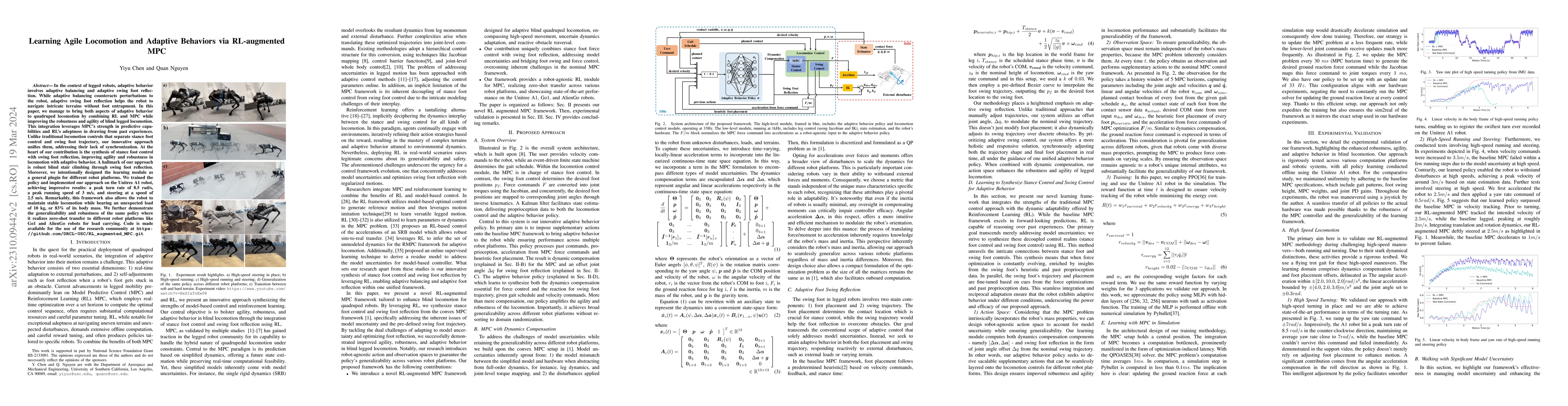 Thumbnail for Learning Agile Locomotion and Adaptive Behaviors via RL-augmented MPC