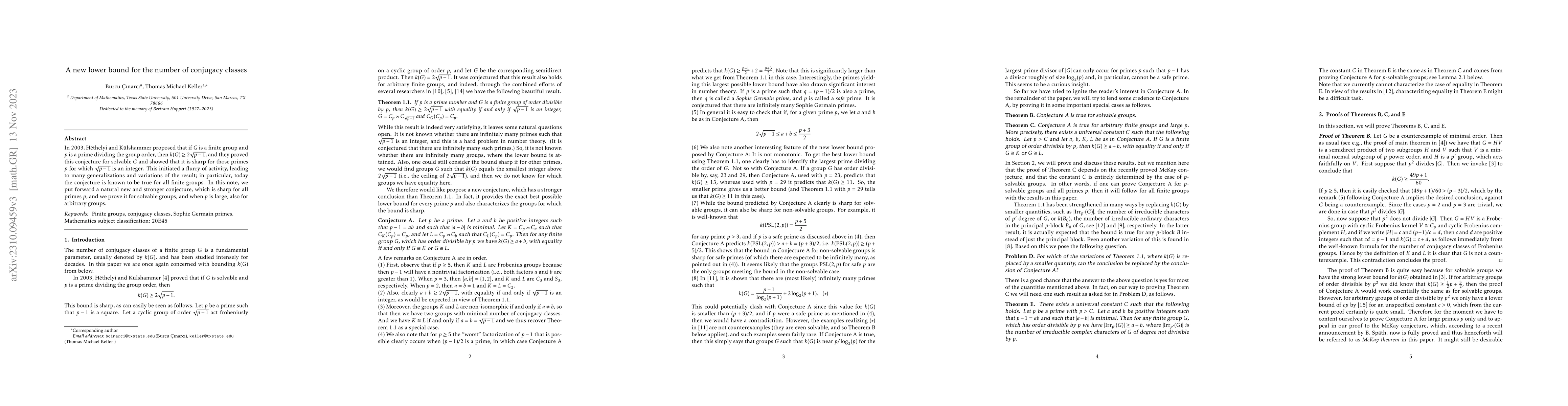 Thumbnail for A new lower bound for the number of conjugacy classes