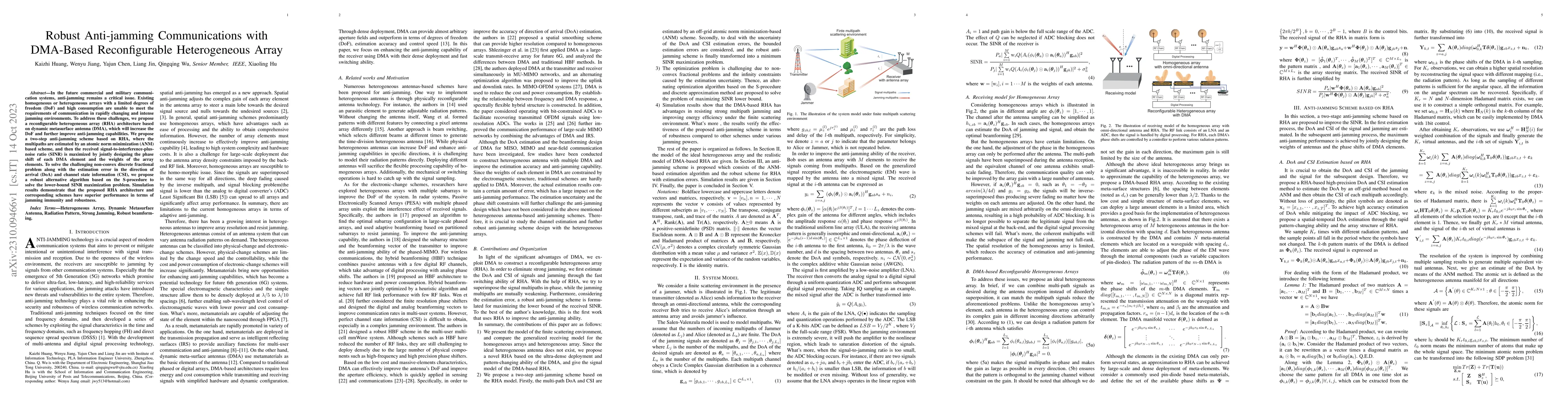 Thumbnail for Robust Anti-jamming Communications with DMA-Based Reconfigurable
  Heterogeneous Array