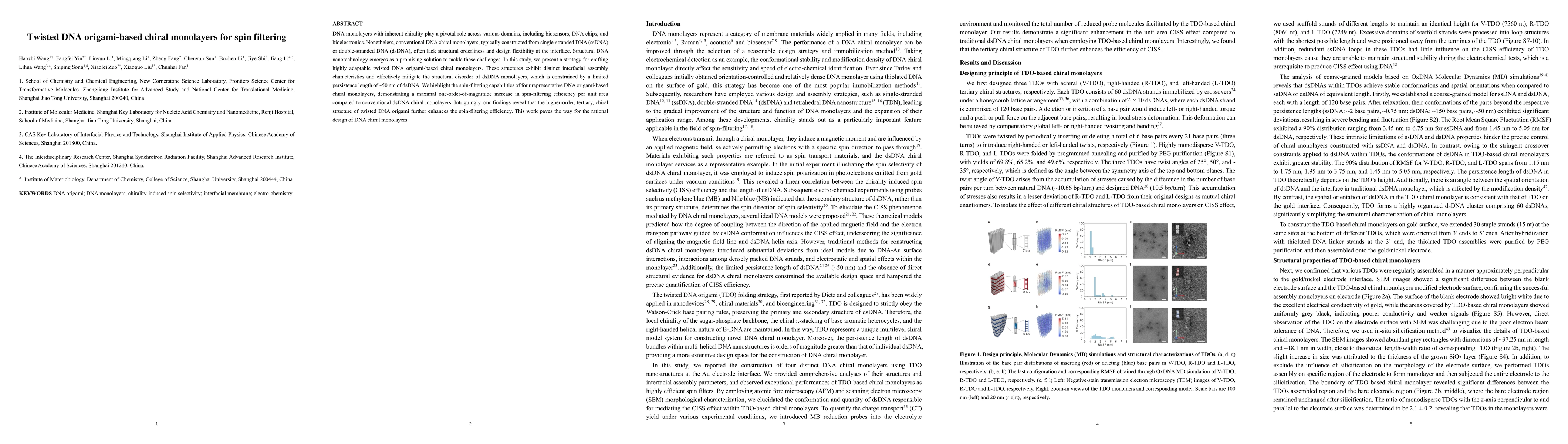 Thumbnail for Twisted DNA origami-based chiral monolayers for spin filtering