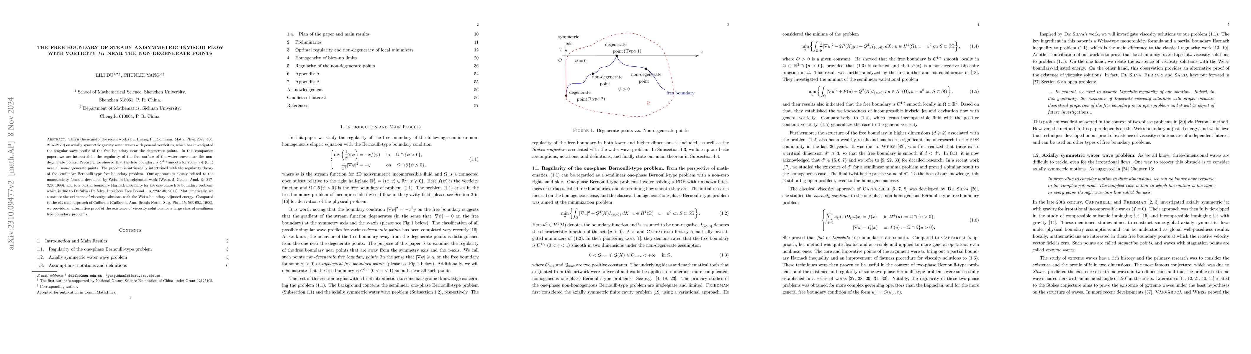 Thumbnail for The free boundary of steady axisymmetric inviscid flow with vorticity
  II: near the non-degenerate point