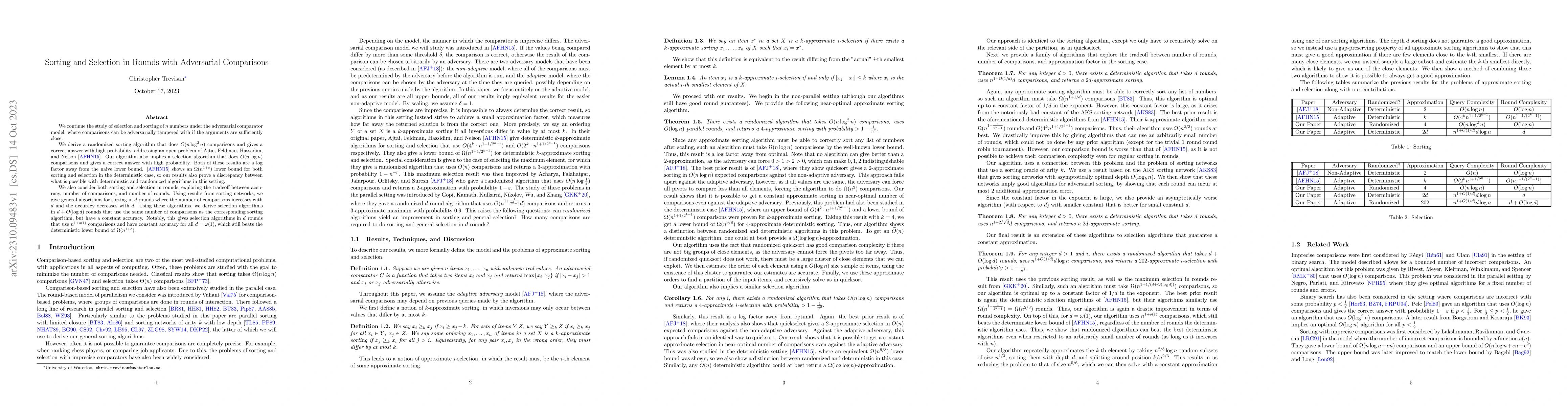 Thumbnail for Sorting and Selection in Rounds with Adversarial Comparisons