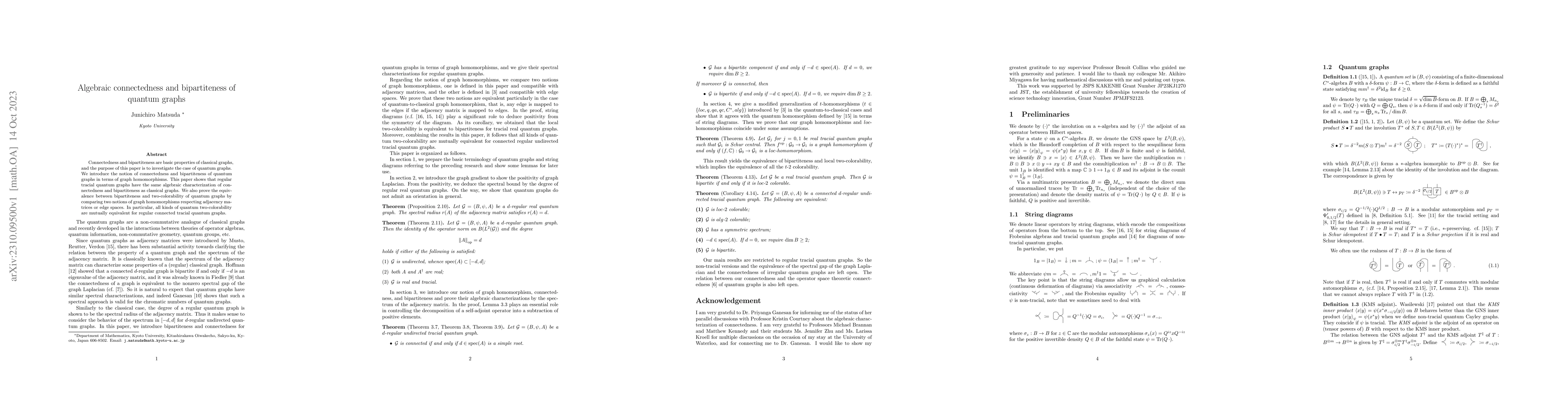 Thumbnail for Algebraic connectedness and bipartiteness of quantum graphs