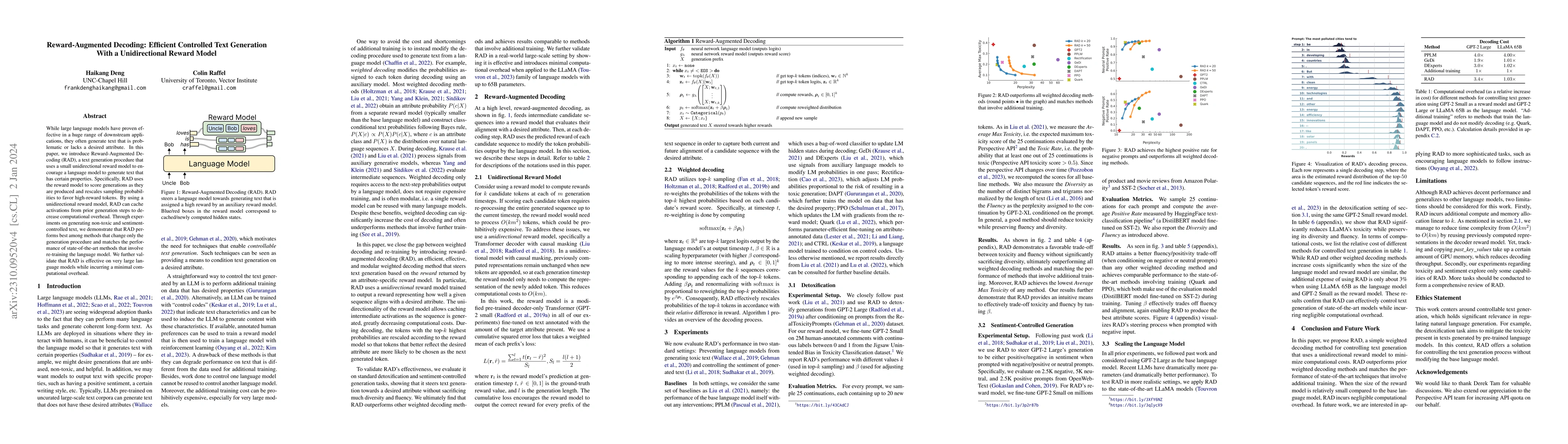 Thumbnail for Reward-Augmented Decoding: Efficient Controlled Text Generation With a
  Unidirectional Reward Model