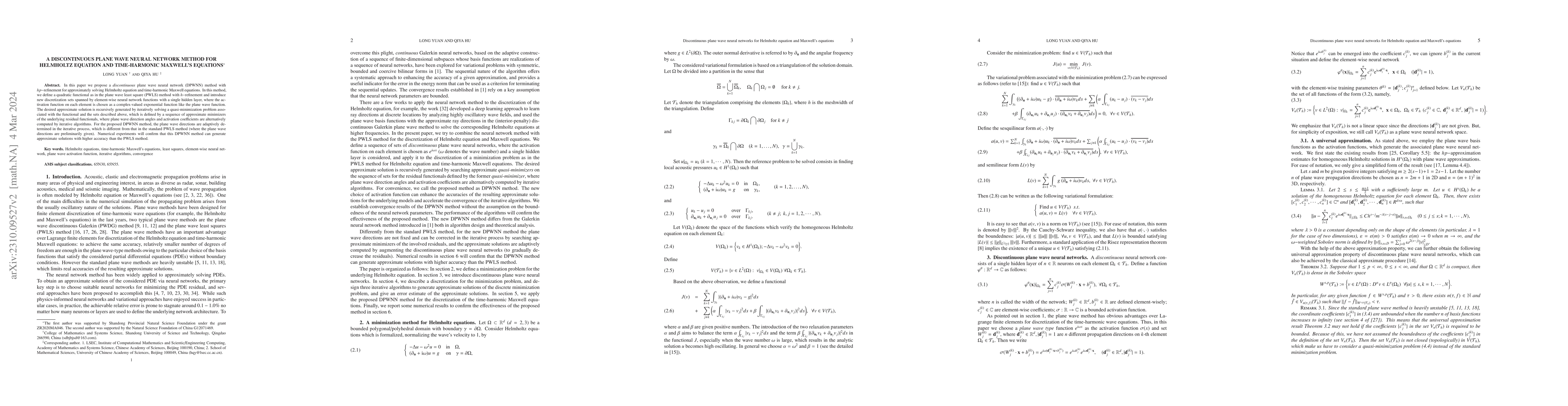 Thumbnail for A discontinuous plane wave neural network method for Helmholtz equation
  and time-harmonic Maxwell's equations