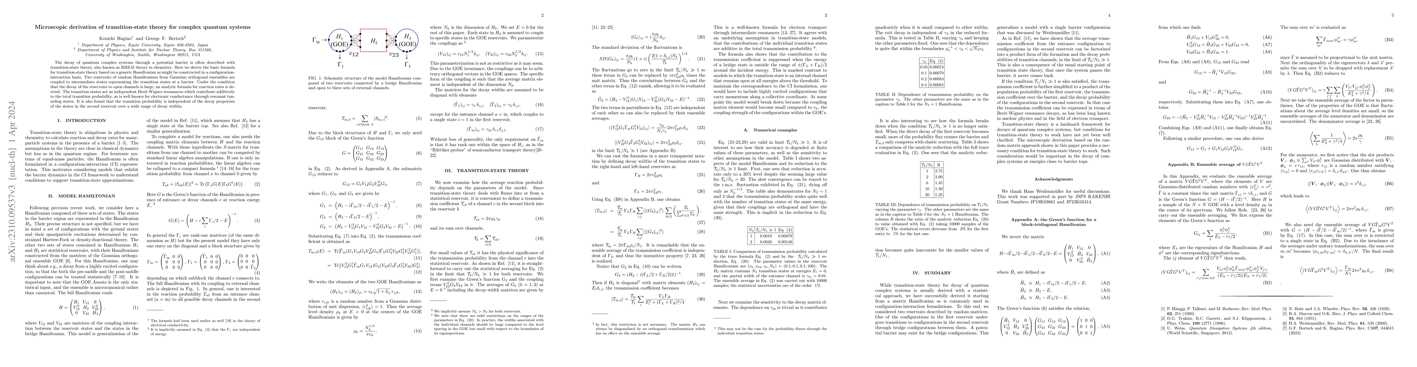 Thumbnail for Microscopic derivation of transition-state theory for complex quantum
  systems