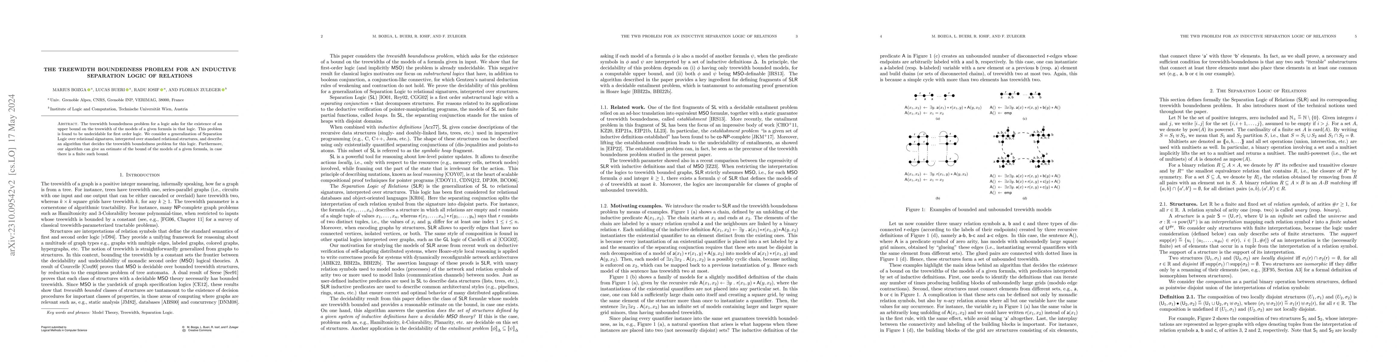 Thumbnail for The Treewidth Boundedness Problem for an Inductive Separation Logic of
  Relations