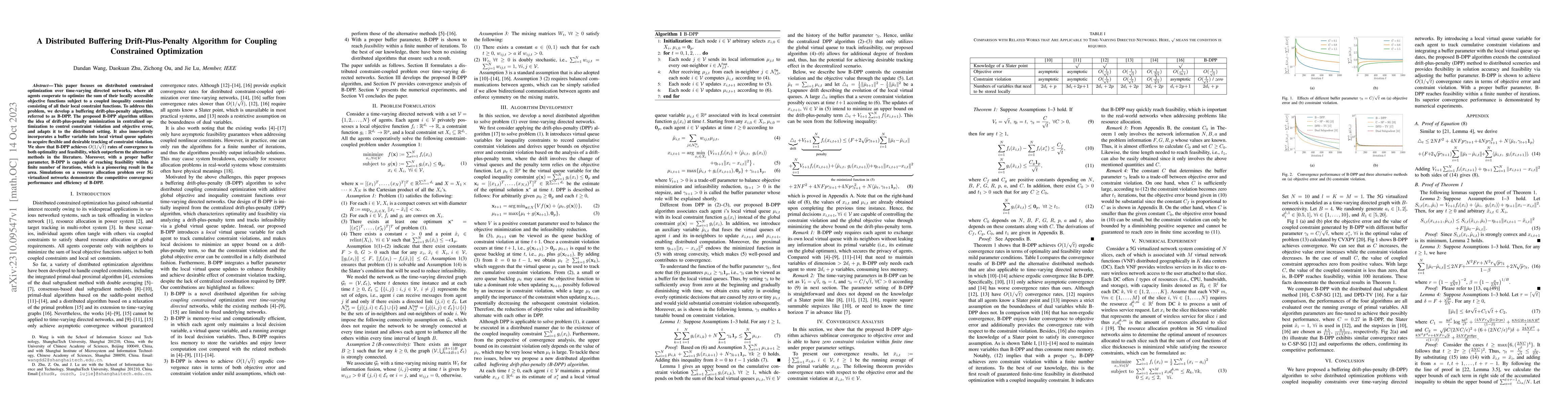 Thumbnail for A Distributed Buffering Drift-Plus-Penalty Algorithm for Coupling
  Constrained Optimization