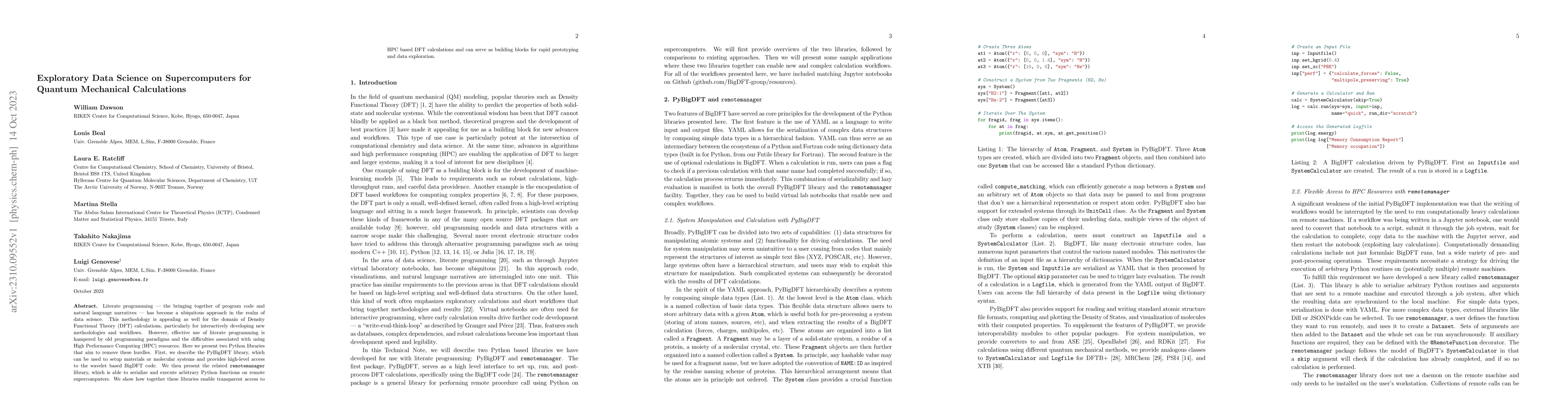 Thumbnail for Exploratory Data Science on Supercomputers for Quantum Mechanical
  Calculations