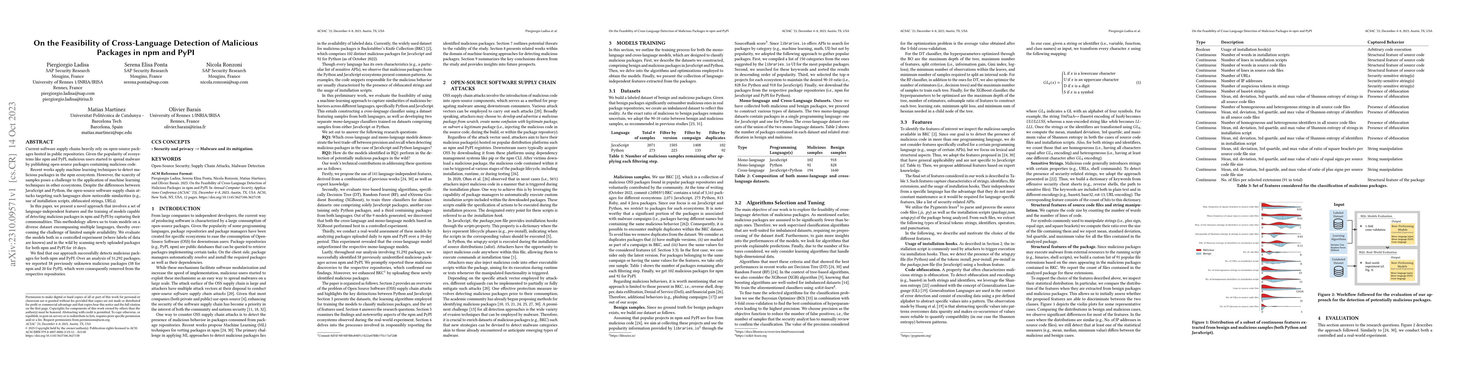Thumbnail for On the Feasibility of Cross-Language Detection of Malicious Packages in
  npm and PyPI