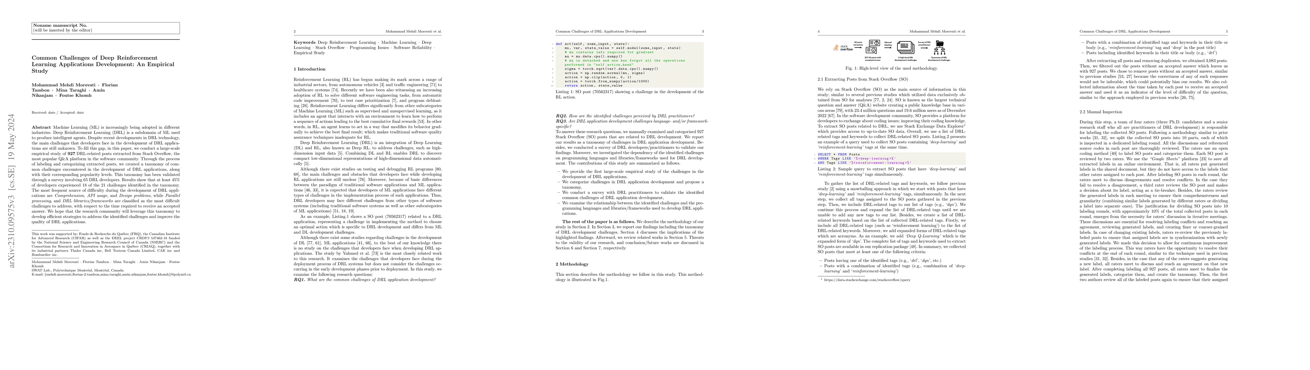 Thumbnail for Common Challenges of Deep Reinforcement Learning Applications
  Development: An Empirical Study