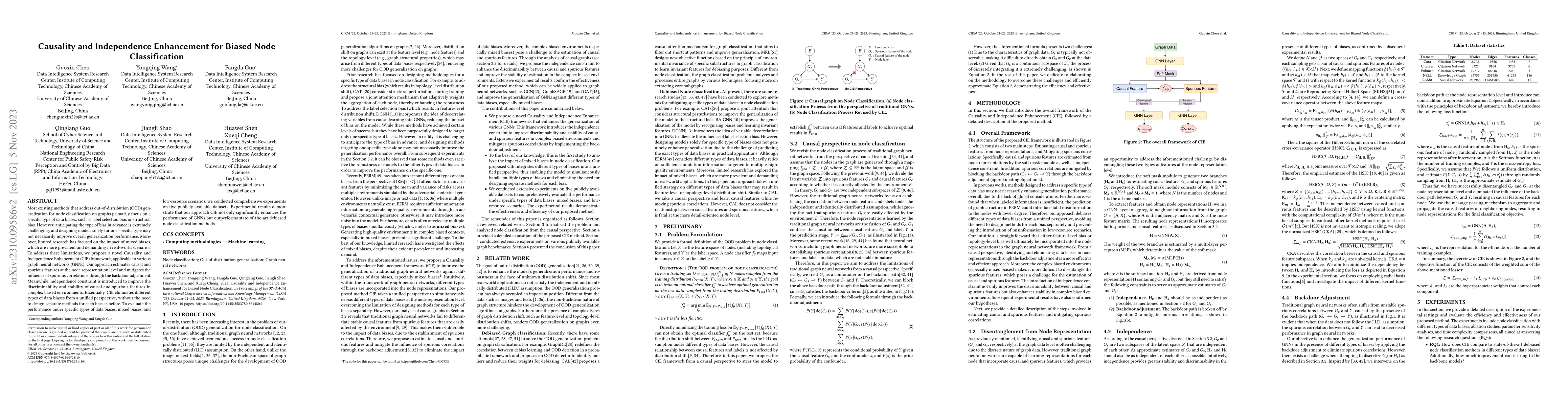 Thumbnail for Causality and Independence Enhancement for Biased Node Classification