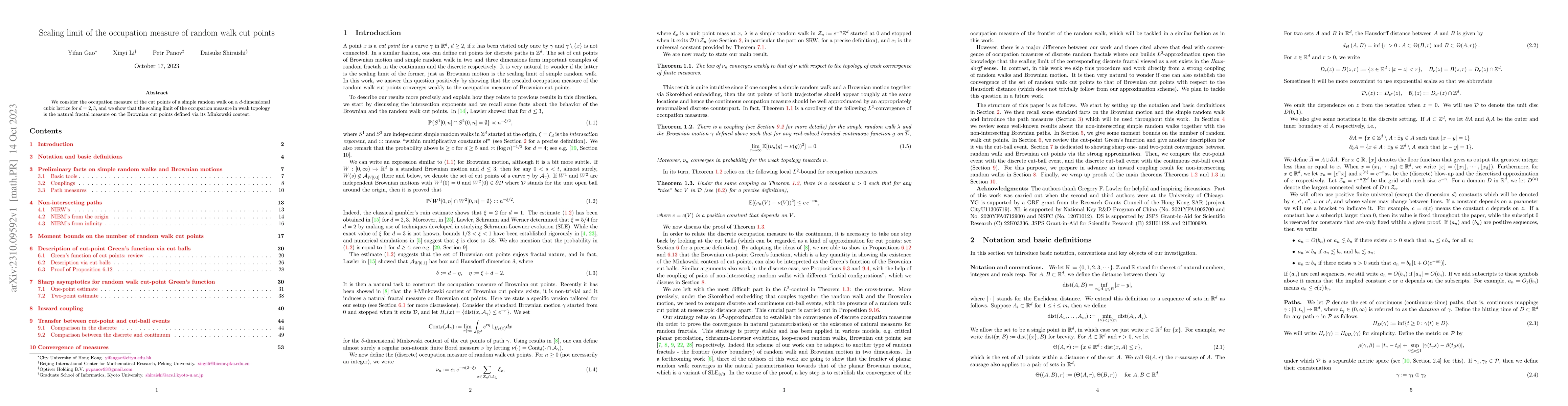 Thumbnail for Scaling limit of the occupation measure of random walk cut points