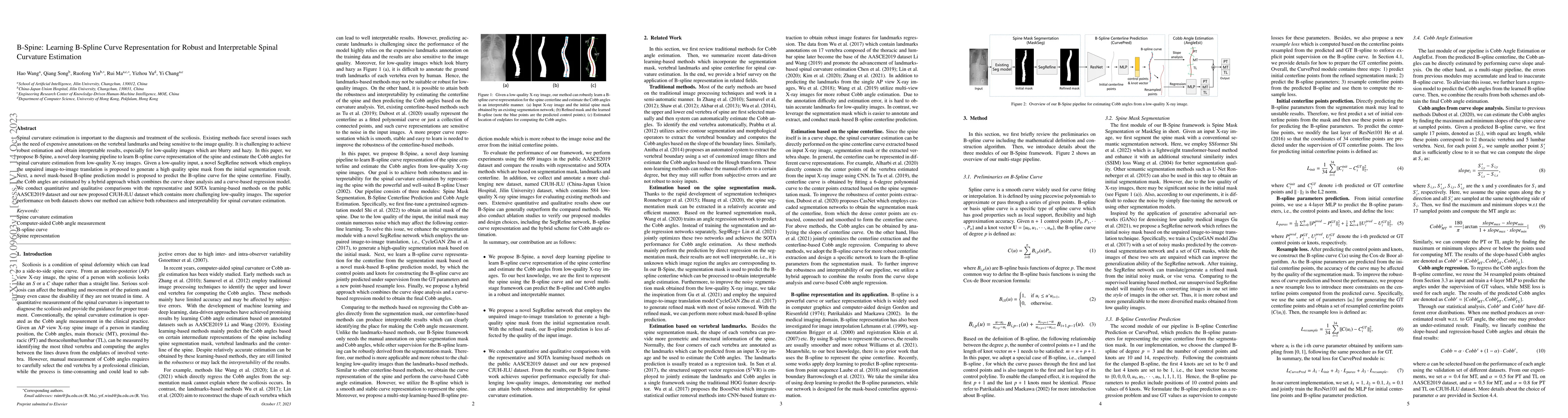 Thumbnail for B-Spine: Learning B-Spline Curve Representation for Robust and
  Interpretable Spinal Curvature Estimation