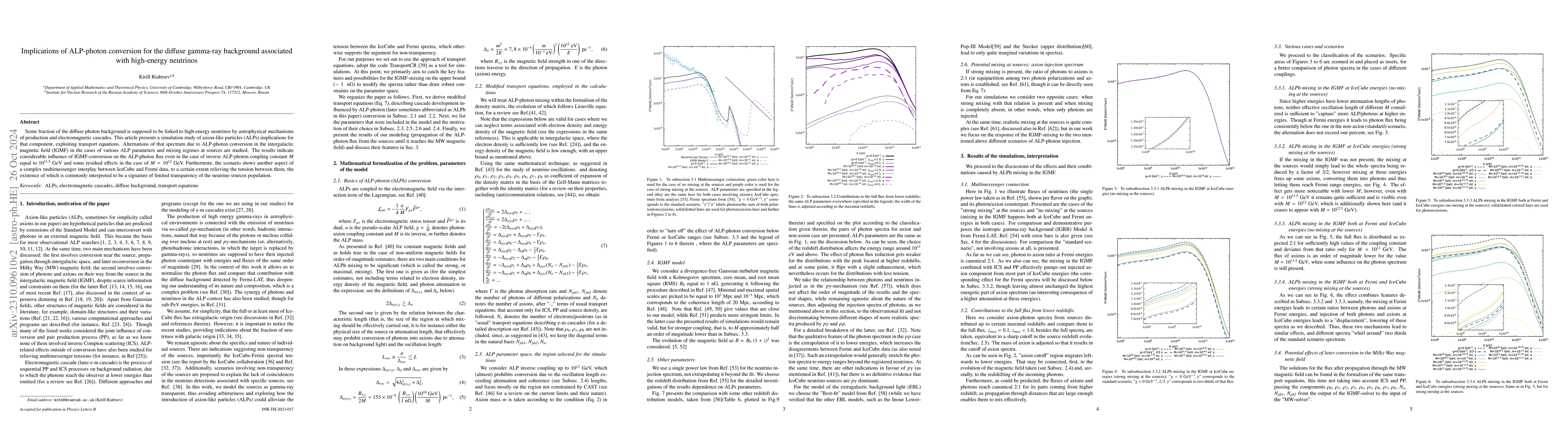 Thumbnail for Implications of ALP-photon conversion for the diffuse gamma-ray
  background associated with high-energy neutrinos