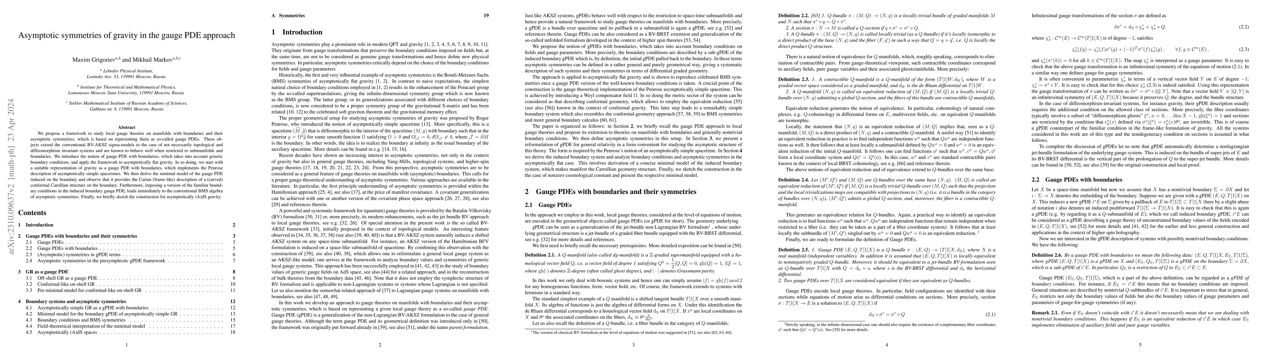 Thumbnail for Asymptotic symmetries of gravity in the gauge PDE approach