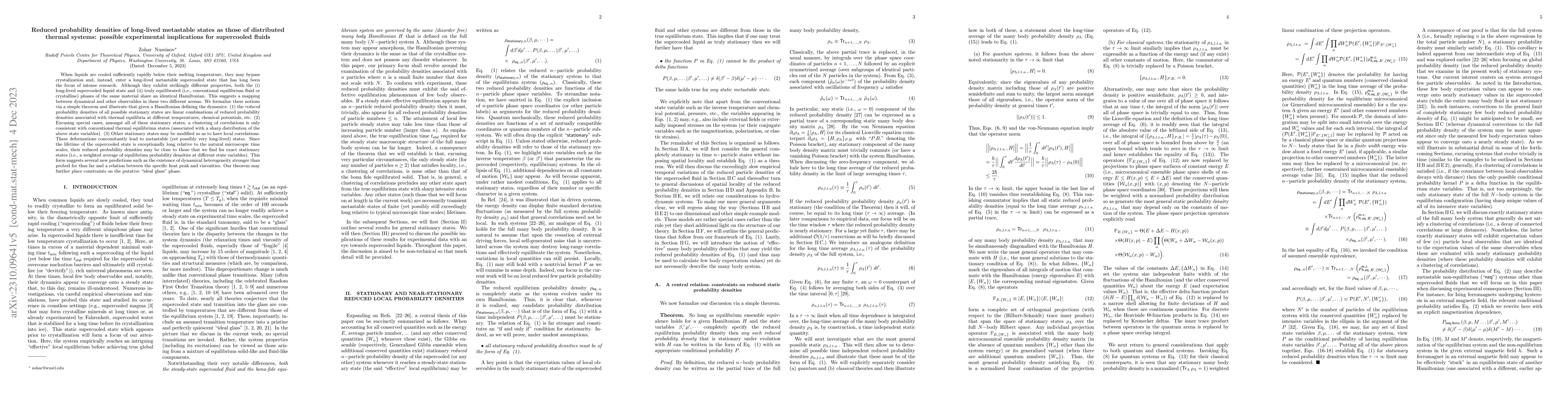 Thumbnail for Reduced probability densities of long-lived metastable states as those
  of distributed thermal systems: possible experimental implications for
  supercooled fluids