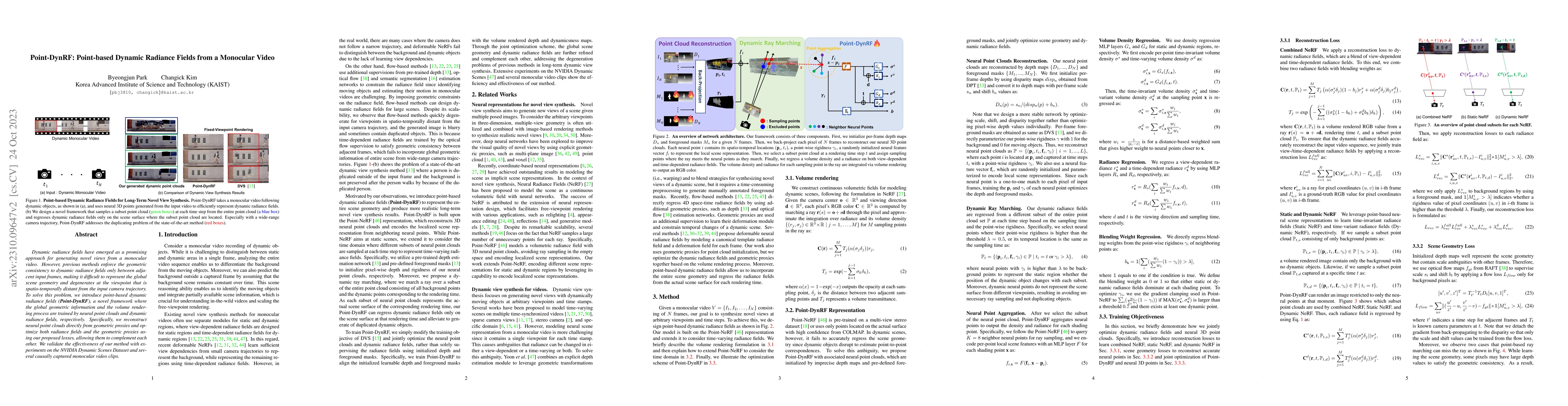 Thumbnail for Point-DynRF: Point-based Dynamic Radiance Fields from a Monocular Video