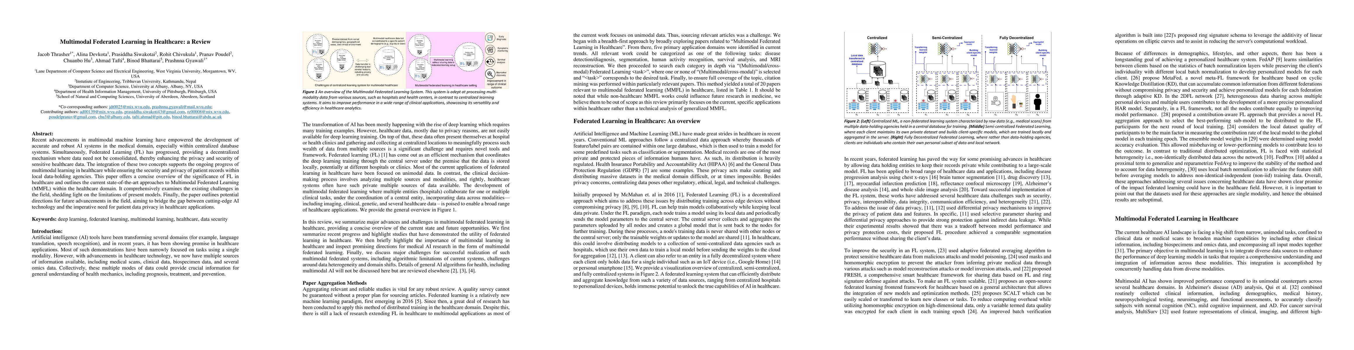 Thumbnail for Multimodal Federated Learning in Healthcare: a Review