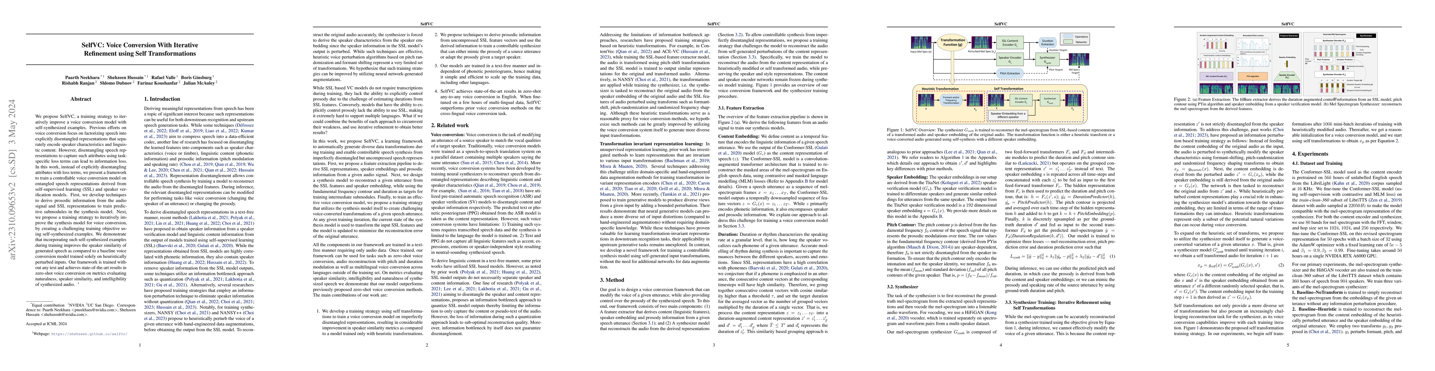 Thumbnail for SelfVC: Voice Conversion With Iterative Refinement using Self
  Transformations