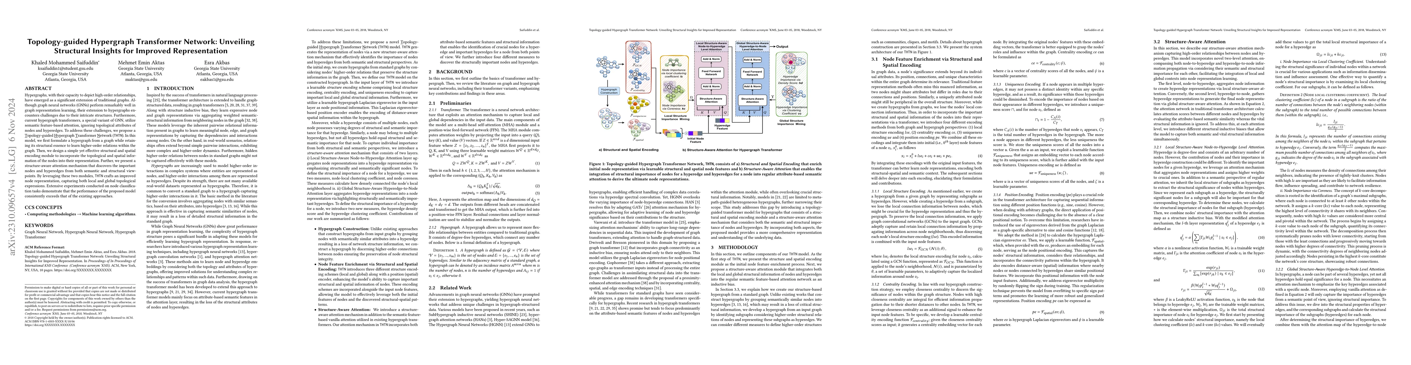 Thumbnail for Topology-guided Hypergraph Transformer Network: Unveiling Structural
  Insights for Improved Representation