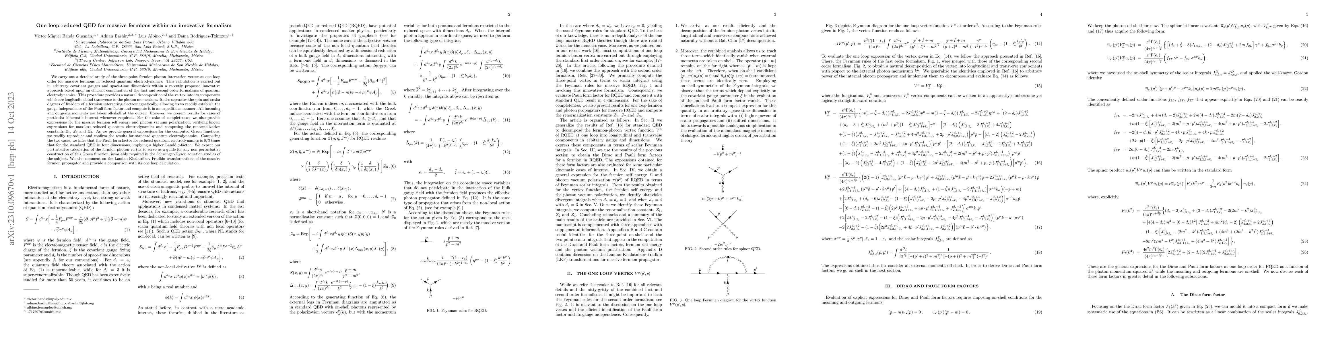Thumbnail for One loop reduced QED for massive fermions within an innovative formalism