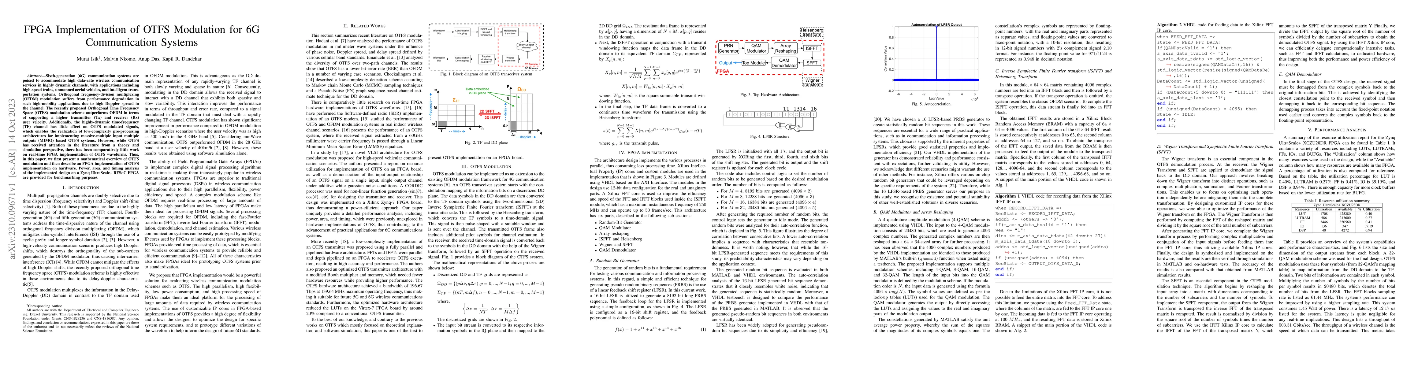 Thumbnail for FPGA Implementation of OTFS Modulation for 6G Communication Systems