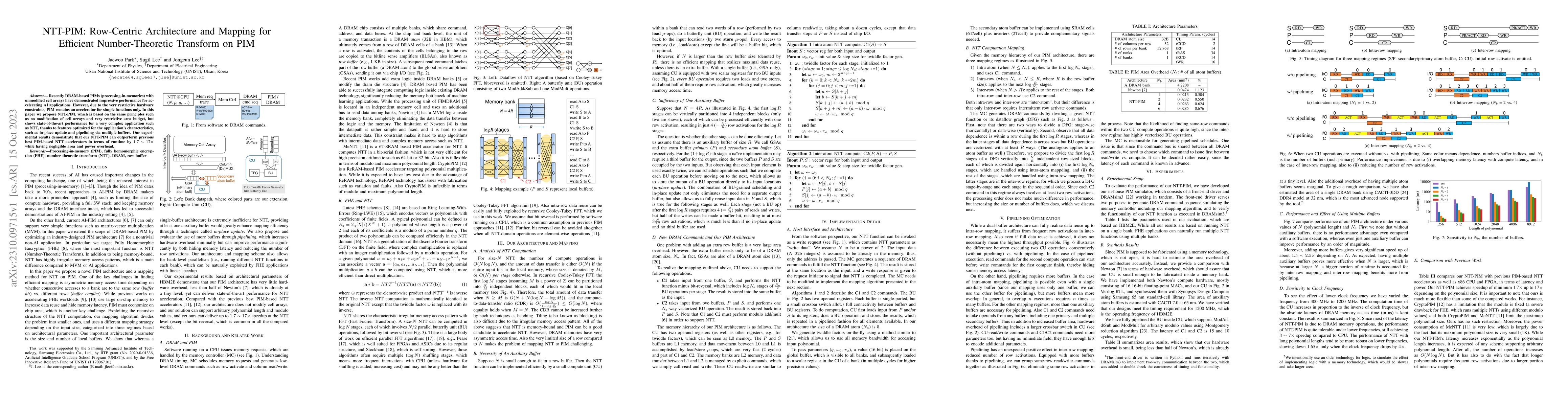 Thumbnail for NTT-PIM: Row-Centric Architecture and Mapping for Efficient
  Number-Theoretic Transform on PIM