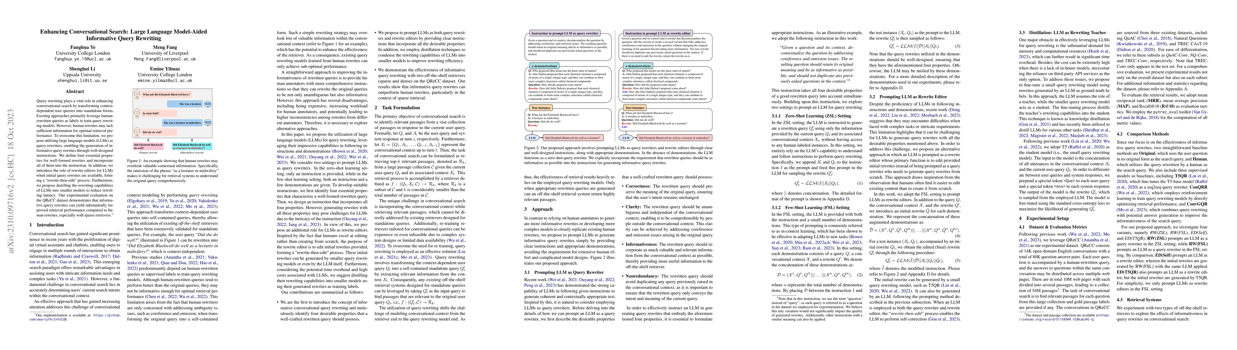 Thumbnail for Enhancing Conversational Search: Large Language Model-Aided Informative
  Query Rewriting