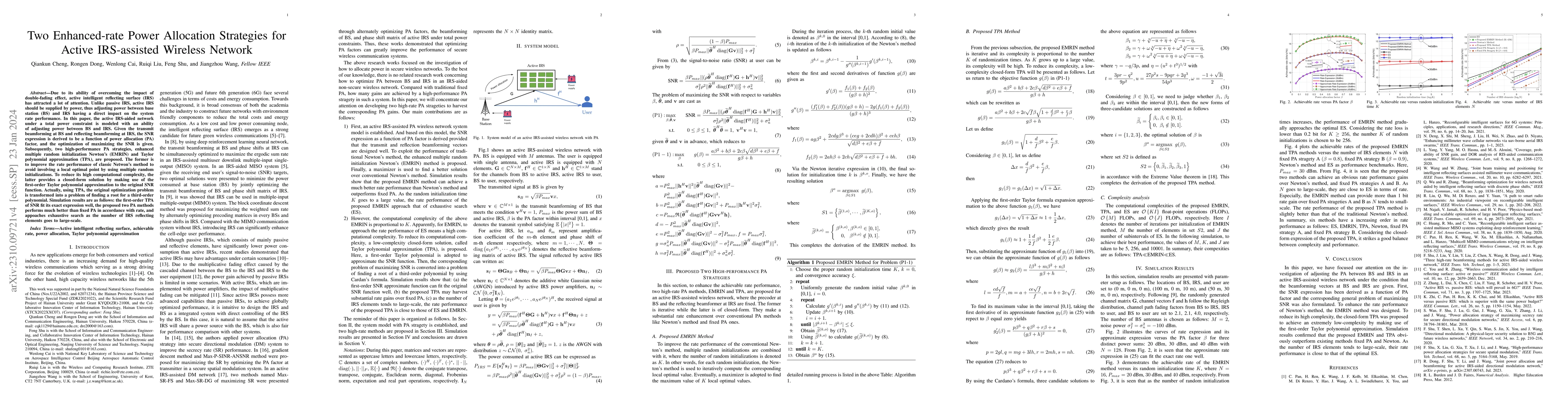 Thumbnail for Two Enhanced-rate Power Allocation Strategies for Active IRS-assisted
  Wireless Network