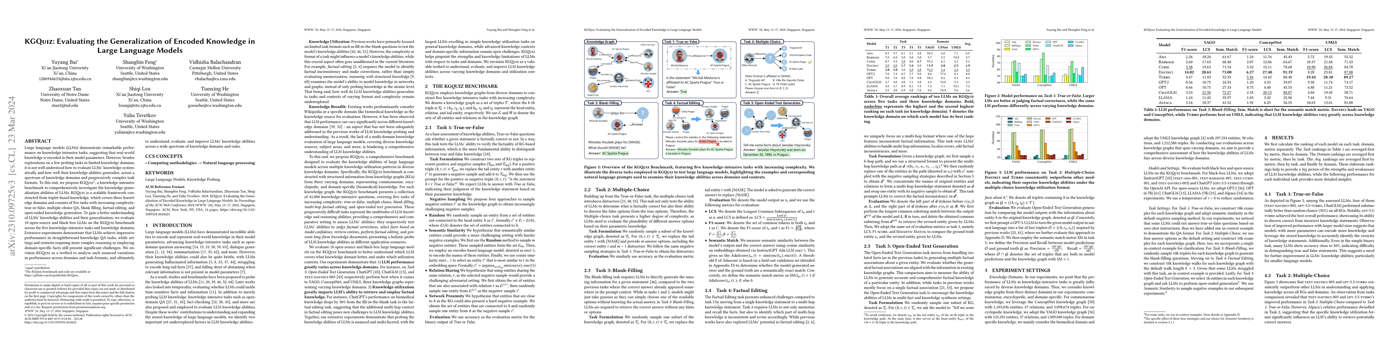 Thumbnail for KGQuiz: Evaluating the Generalization of Encoded Knowledge in Large
  Language Models