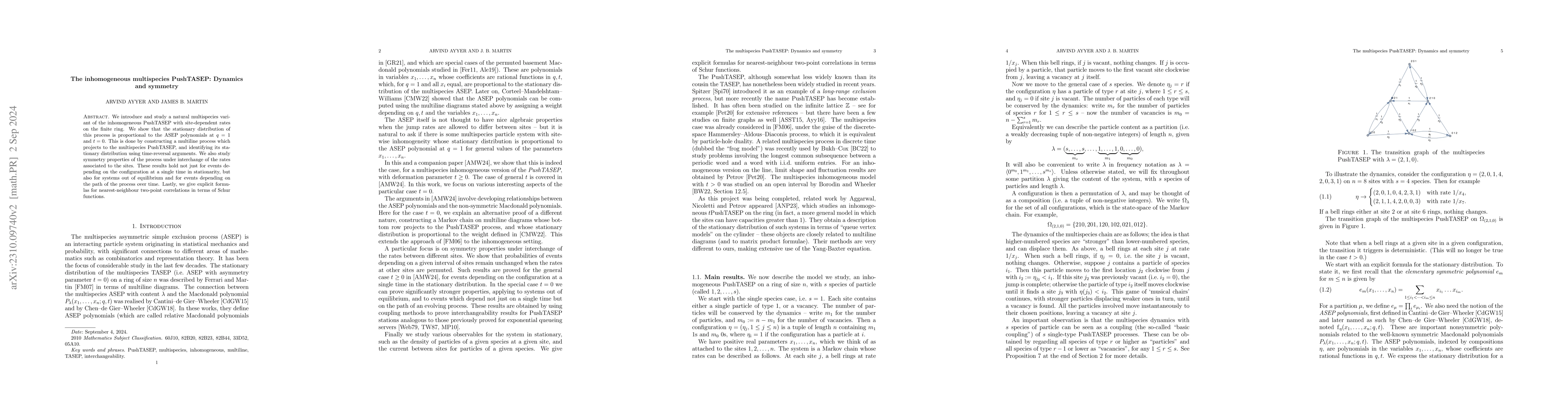Thumbnail for The inhomogeneous multispecies PushTASEP: Dynamics and symmetry