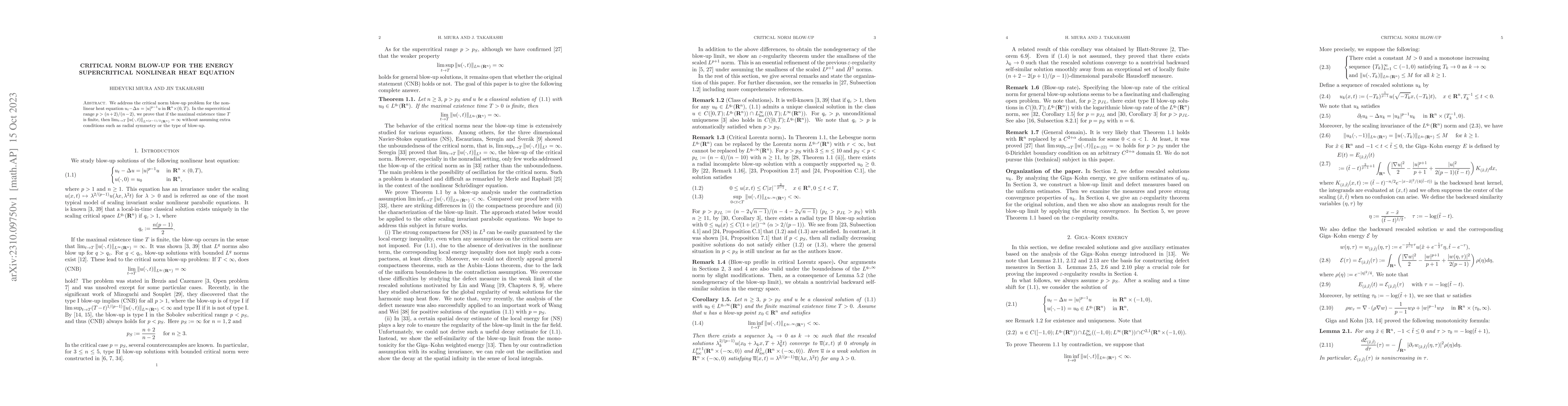 Thumbnail for Critical norm blow-up for the energy supercritical nonlinear heat
  equation