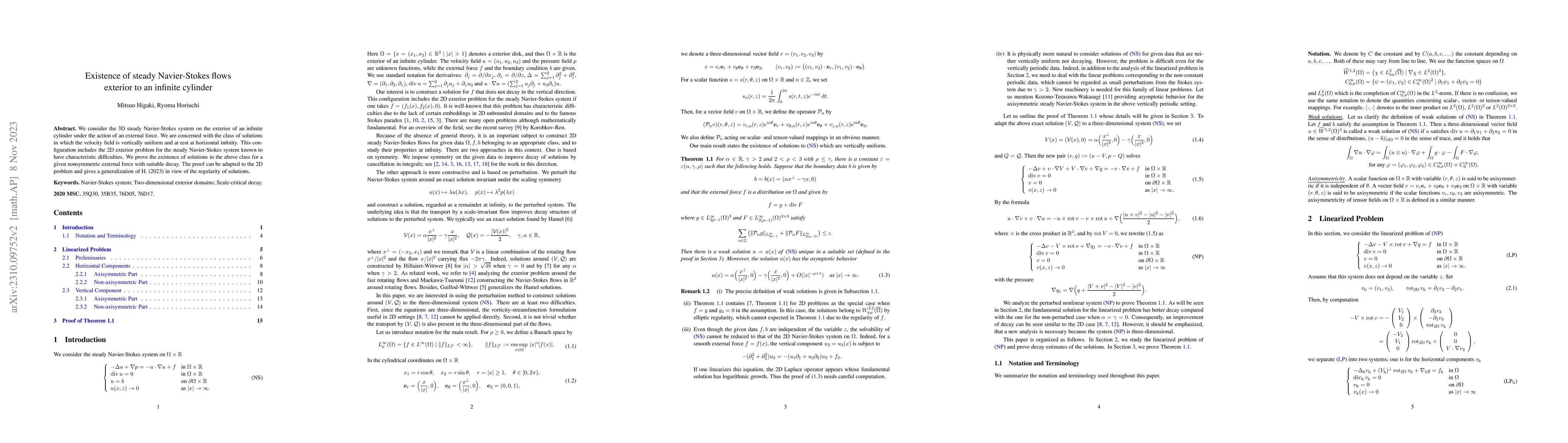Thumbnail for Existence of steady Navier-Stokes flows exterior to an infinite cylinder