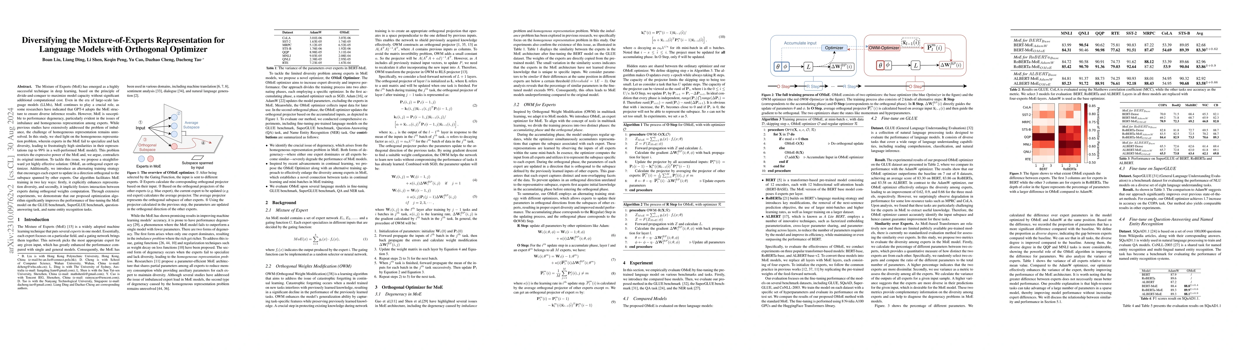 Thumbnail for Diversifying the Mixture-of-Experts Representation for Language Models
  with Orthogonal Optimizer